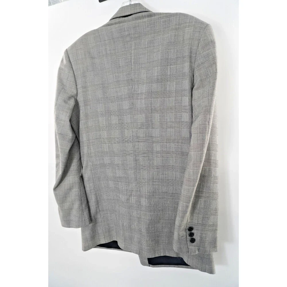 Vintage PIERRE BALMAIN Paris Men 39L Wool Blazer Jacket Designer Grey Glen Plaid
